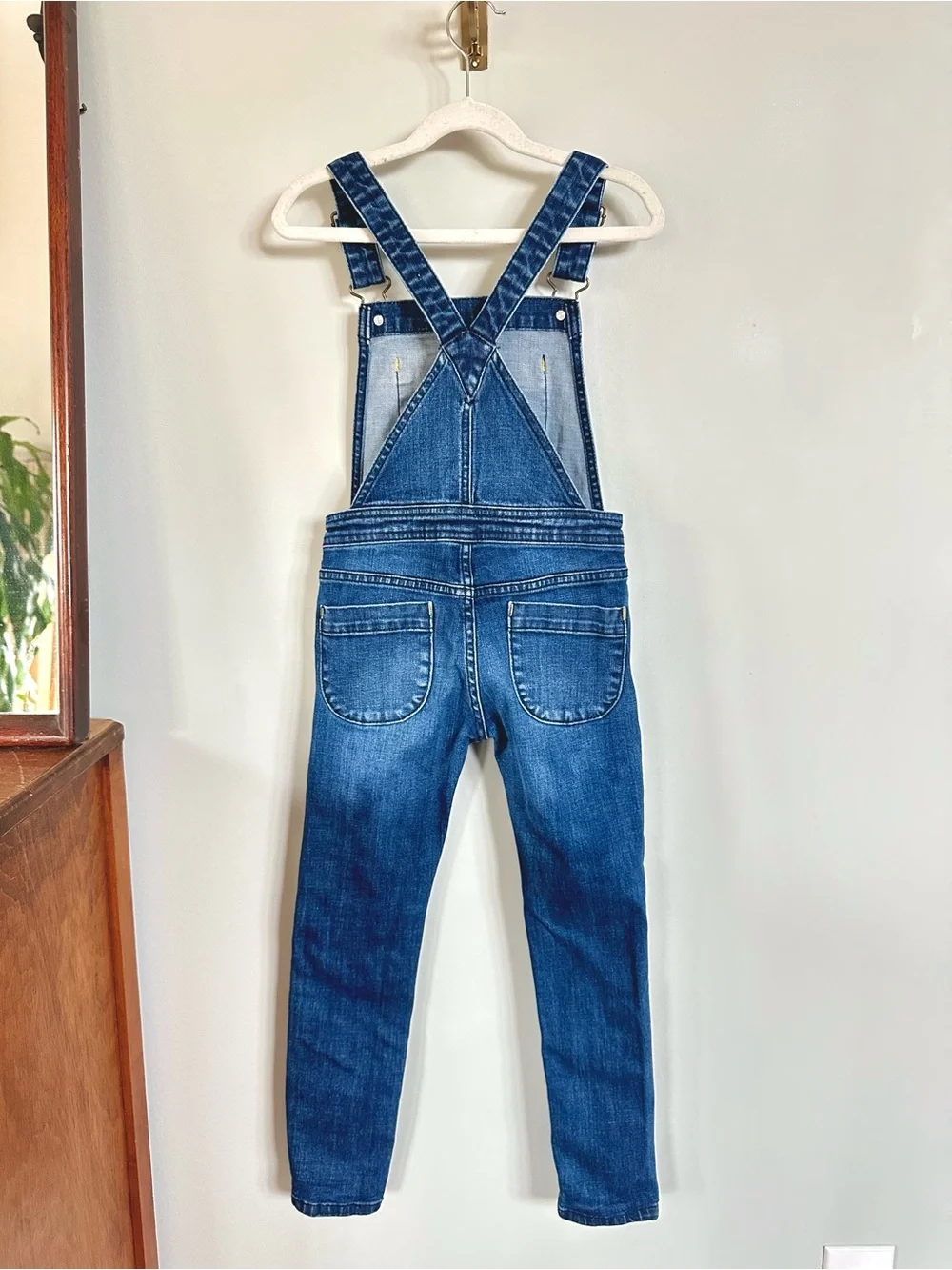 Boden Girls Denim Skinny Overalls Dungarees Size 7-8Y 128 Adjustable Straps